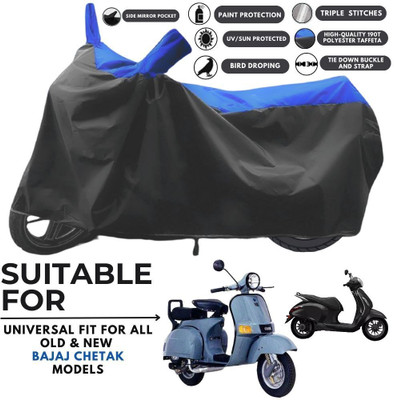 ZAQE Two Wheeler Cover for Bajaj(Chetak, Black, Blue)