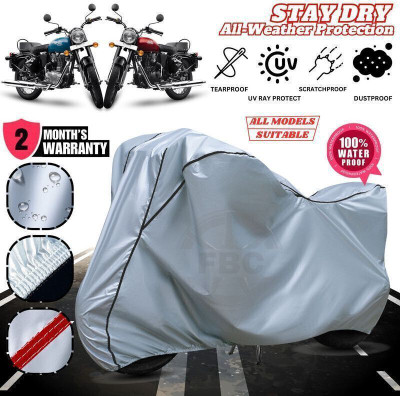 FBC Waterproof Two Wheeler Cover for Royal Enfield(Bullet, Silver, Black)