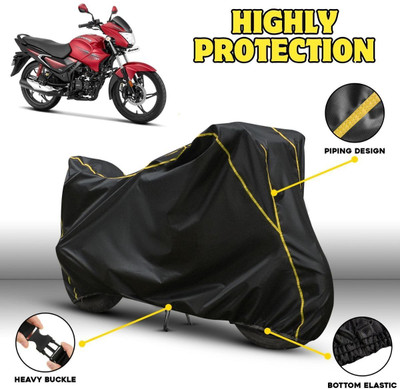 AutoGalaxy Waterproof Two Wheeler Cover for Hero(Glamour, Black, Yellow)