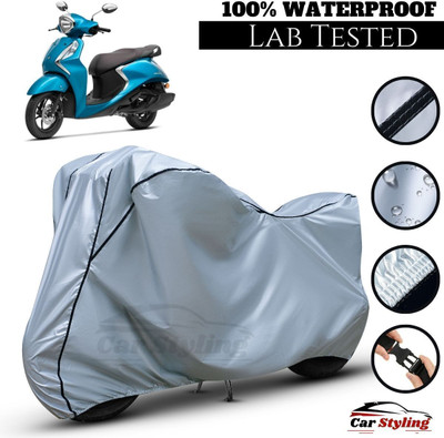Car Styling Waterproof Two Wheeler Cover for Yamaha(Fascino, Silver, Black)