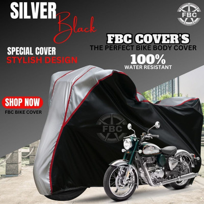 OliverX Waterproof Two Wheeler Cover for Royal Enfield(Bullet, Black, Silver)