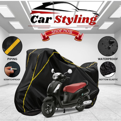 Car Styling Waterproof Two Wheeler Cover for Suzuki(New Access 125, Black, Yellow)