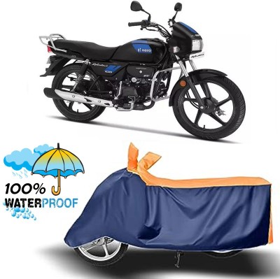 ROYAL AUTO MART Waterproof Two Wheeler Cover for Hero(Splendor Plus, Orange, Blue)