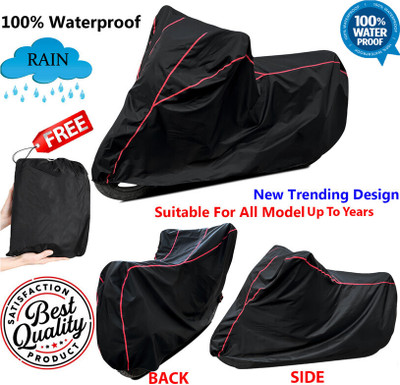 SMDP Waterproof Two Wheeler Cover for Bajaj(Pulsar 135 LS DTS-i, Black, Red)