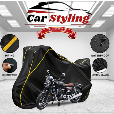 Car Styling Waterproof Two Wheeler Cover for Honda(Hness CB350, Black, Yellow)
