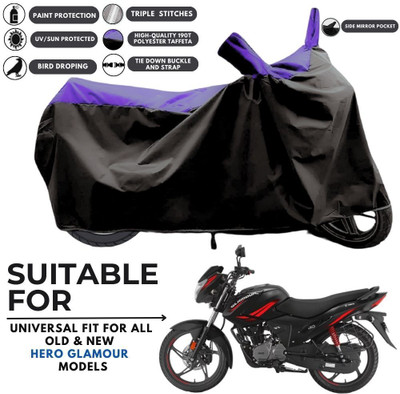 MADAFIYA Two Wheeler Cover for Hero(New Glamour BS6, Black, Purple)
