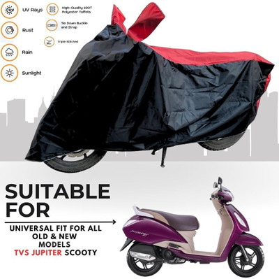 MADAFIYA Two Wheeler Cover for TVS(Jupiter Grande BS6, Black, Red)