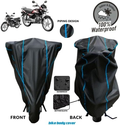 MADAFIYA Two Wheeler Cover for Hero(HF Deluxe BS6, Black, Blue)