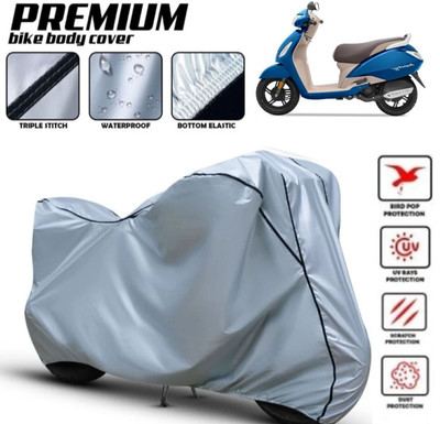 Shiv Kanha Waterproof Two Wheeler Cover for TVS(Jupiter, Silver, Black)