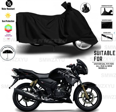 smwzxyu Waterproof Two Wheeler Cover for TVS(Apache RTR 180, Black)