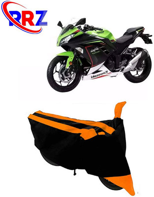 RRZ Waterproof Two Wheeler Cover for Kawasaki(Ninja 300, Black, Orange)