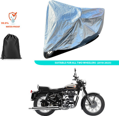 CODOKI Waterproof Two Wheeler Cover for Royal Enfield(Bullet 350, Silver)