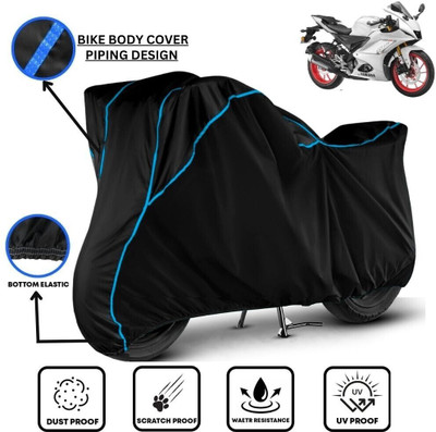LE PRA Waterproof Two Wheeler Cover for Yamaha(R15 V3, Black, Blue)