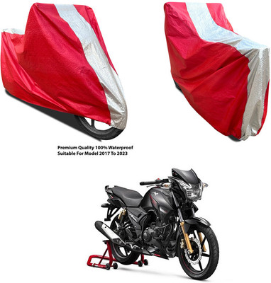 AutoGalaxy Waterproof Two Wheeler Cover for TVS(Apache 150, Silver, Red)