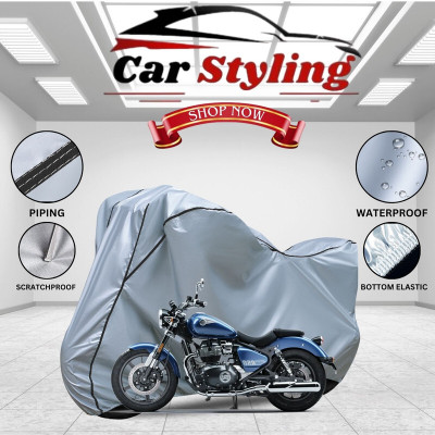 Car Styling Waterproof Two Wheeler Cover for Royal Enfield(Meteor, Silver, Black)