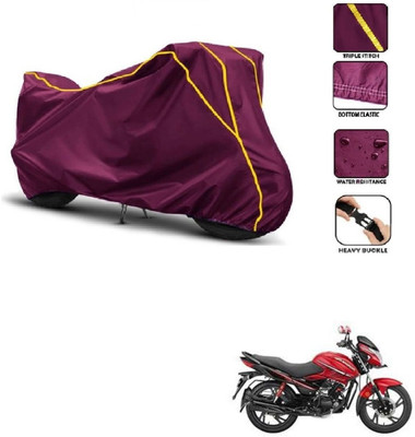 Car Life Two Wheeler Cover for Hero(Glamour i3s BS6, Maroon, Yellow)
