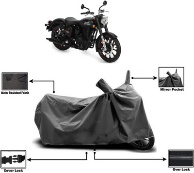 Amexride Two Wheeler Cover for Royal Enfield(Classic Stealth Black, Grey)