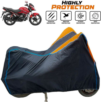 ZAQE Two Wheeler Cover for Hero(Glamour i3s BS6, Black, Orange, Blue)