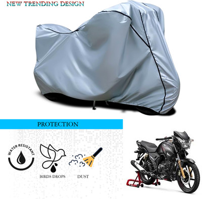 ANTHUB Waterproof Two Wheeler Cover for TVS(Apache 150, Silver)