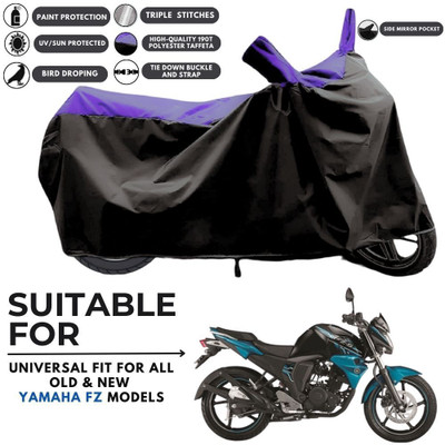 MADAFIYA Two Wheeler Cover for Yamaha(FZ S FI (V 2.0), Black, Purple)
