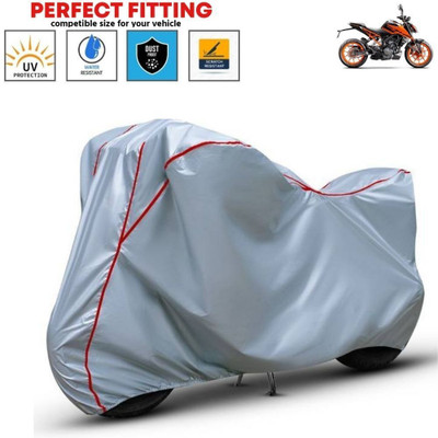 BigFly Waterproof Two Wheeler Cover for KTM(200 Duke, Silver, Red)