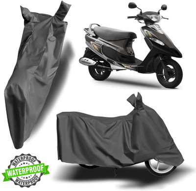 ROYAL AUTO MART Waterproof Two Wheeler Cover for TVS(Scooty Pep Plus, Grey)
