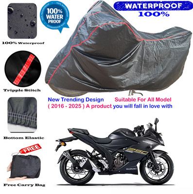 OliverX Waterproof Two Wheeler Cover for Suzuki(Gixxer SF, Black, Red)
