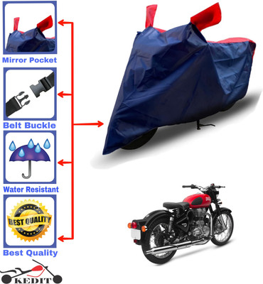 KEDIT Two Wheeler Cover for Royal Enfield(RED 125, Red, Blue)