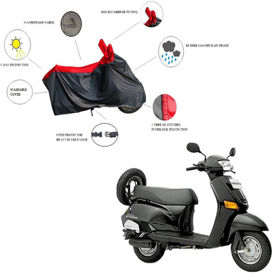 RiderShine Waterproof Two Wheeler Cover for Honda(Eterno, Black, Red)