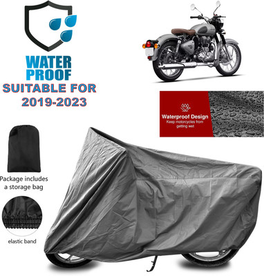 GOSHIV-car and bike accessories Waterproof Two Wheeler Cover for Royal Enfield(Classic Gunmetal, Grey)