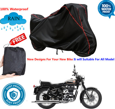 AutoGalaxy Waterproof Two Wheeler Cover for Royal Enfield(Bullet 350 New BS6, Black)