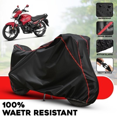 VOLTEMART Waterproof Two Wheeler Cover for Hero(Glamour, Black, Red)