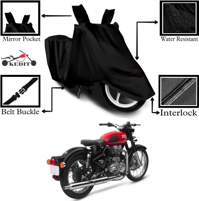 KEDIT Two Wheeler Cover for Royal Enfield(Bullet 350 Twinspark, Black)