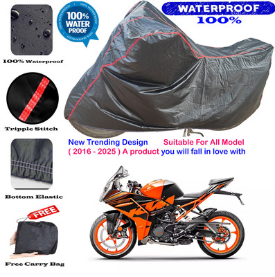 OliverX Waterproof Two Wheeler Cover for KTM(RC 200 BS6, Black, Red)