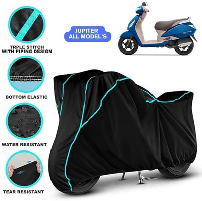 Shiv Kanha Waterproof Two Wheeler Cover for TVS(Jupiter 125, Black, Blue)