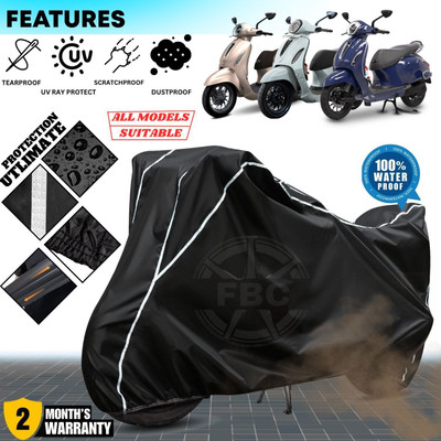 AUTOCAD Waterproof Two Wheeler Cover for Bajaj(Chetak, Black, White)