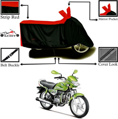 AASHTIK MART Two Wheeler Cover for Hero(HF Deluxe Eco, Red, Black)