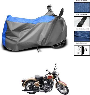 CODOKI Waterproof Two Wheeler Cover for Royal Enfield(Bullet 500, Grey, Blue)