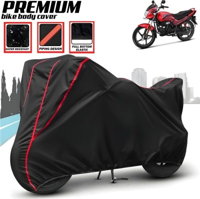 Mwiss Waterproof Two Wheeler Cover for Hero(Passion Plus, Black, Red)