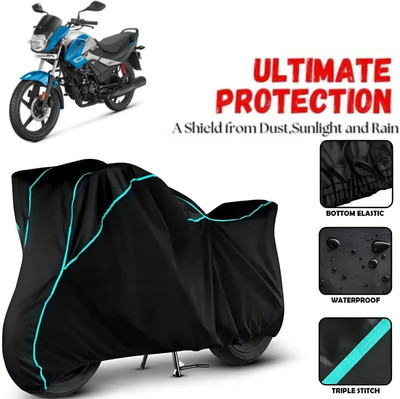 OliverX Waterproof Two Wheeler Cover for Hero(Passion, Black, Blue)