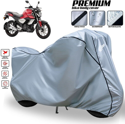 AutoGalaxy Waterproof Two Wheeler Cover for Yamaha(FZ S V3.0 FI, Silver, Black)