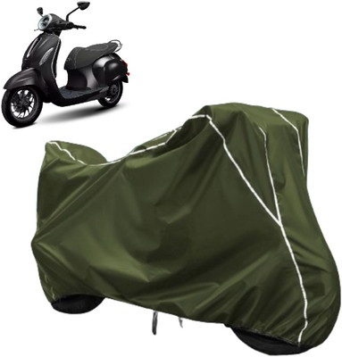 AUTOCAD Waterproof Two Wheeler Cover for Bajaj(Chetak, Green, White)