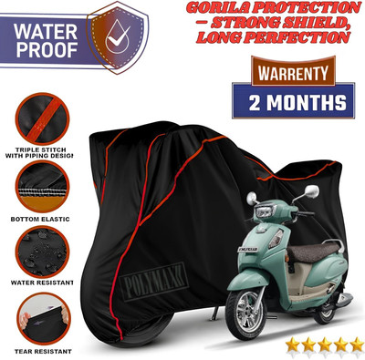 POLYMAXX Waterproof Two Wheeler Cover for Suzuki(Access 125, Black, Red)