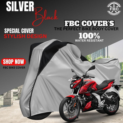 FBC Waterproof Two Wheeler Cover for Bajaj(Pulsar 150, Black, Silver)