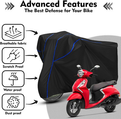 AutoGalaxy Waterproof Two Wheeler Cover for Yamaha(Fascino, Black, Blue)