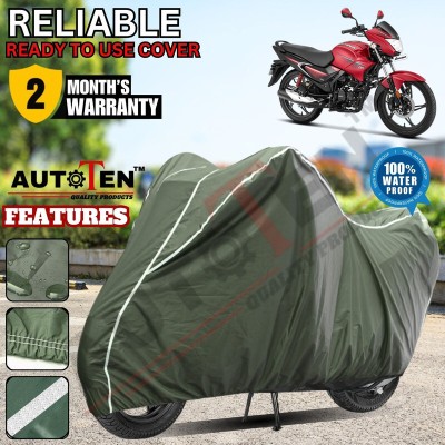 AUTOTEN Waterproof Two Wheeler Cover for Hero(Glamour BS6, Green, White)