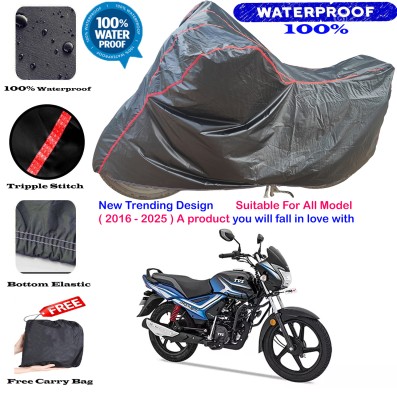 AutoGalaxy Waterproof Two Wheeler Cover for TVS(Star City Plus BS6, Black, Red)