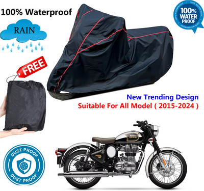 AUTOCAD Waterproof Two Wheeler Cover for Royal Enfield(Classic Chrome, Black, Red)
