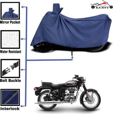 KEDIT Two Wheeler Cover for Royal Enfield(Classic Chrome, Blue)