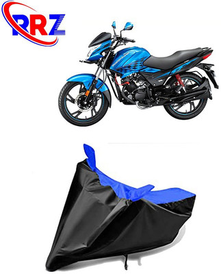RRZ Waterproof Two Wheeler Cover for Hero(Glamour FI, Black, Blue)